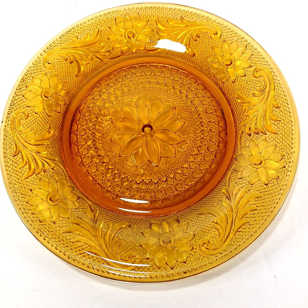 Amber Salad Luncheon Plate Tiara Sandwich Pattern Indiana Glass 8.25 inch
